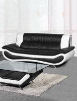 Sofa «Glam», 3-Sitzer, B 201 cm, schwarz-weiss, Lederoptik