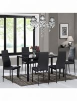 Set «Black», 1 Tisch und 6 Stühle